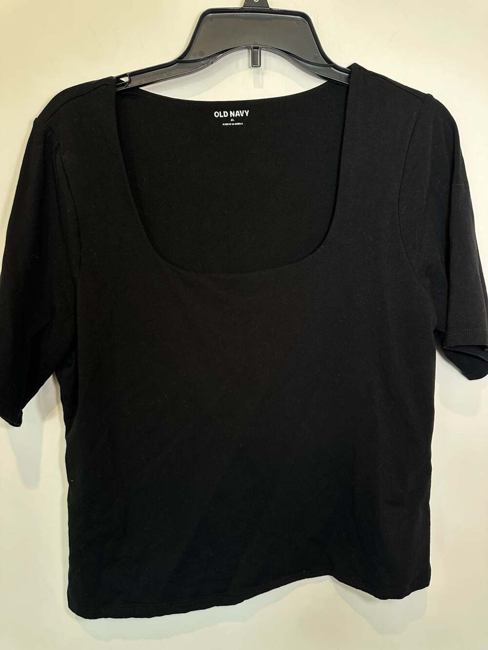 Old Navy Square Neck T-Shirt Size XL Black Short Sleeve Basic Top